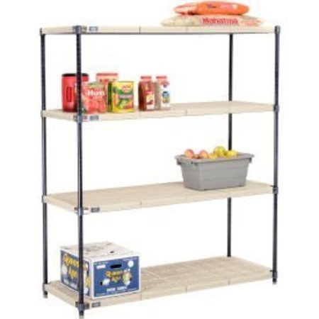 GLOBAL EQUIPMENT Nexel   , Nexelite reg  , 4 Tier, Vented Plastic Mat Shelving Unit, 54"W x 21"D x 63"H PM21546N